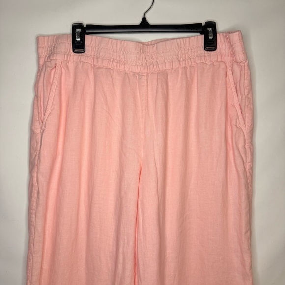 Tommy Bahama Women’s 100% Linen Wide Leg High Waisted Pink Pull On Pants Size L - Picture 2 of 8